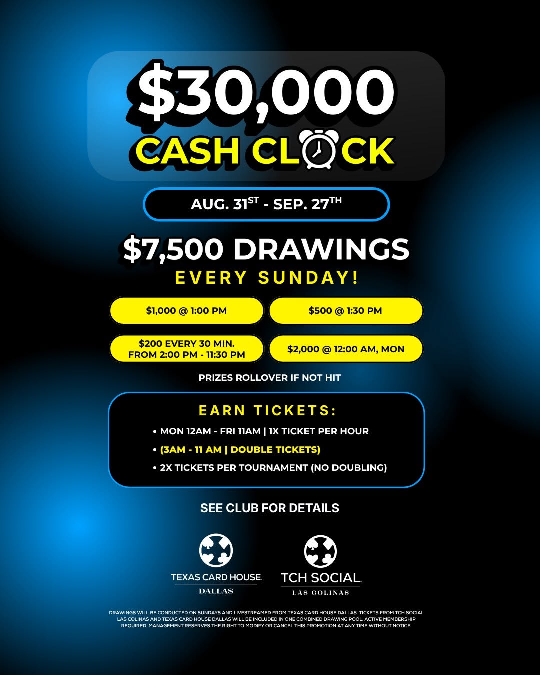 $30,000 Cash Clock promotion poster